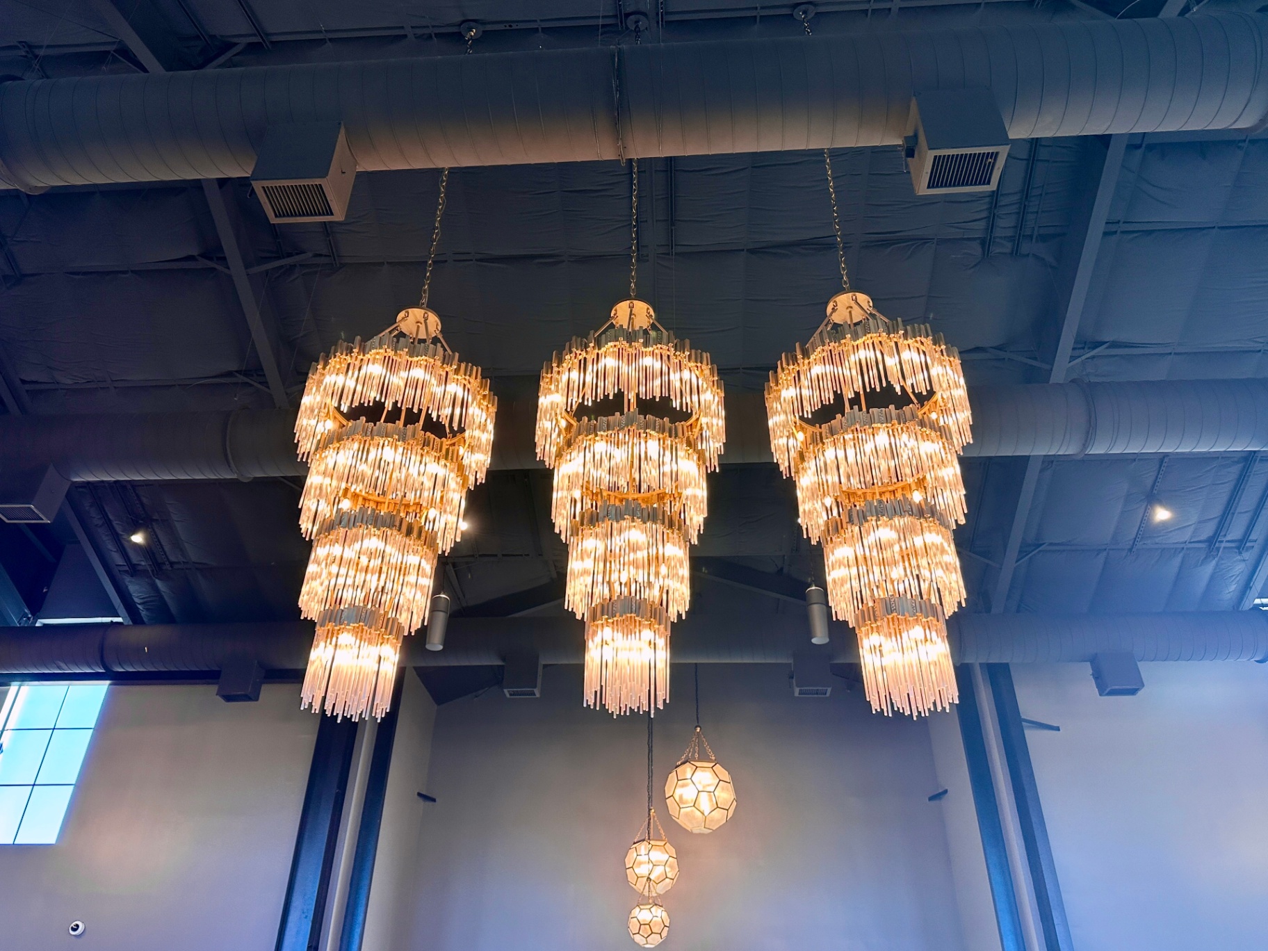 Dinner under the chandeliers